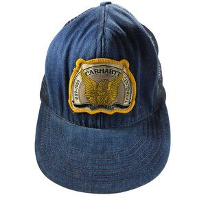 Vtg Carhartt Centennial Denim Mesh Snapback Hat Made In USA Adjustable One Size